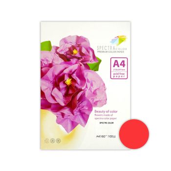Barvni papir A4 160g intezivno rdeč, 1/100