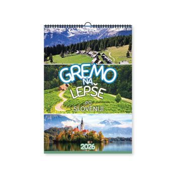 Stenski koledar, Gremo na lepše po Sloveniji, 2026, 202005, 33 x 54