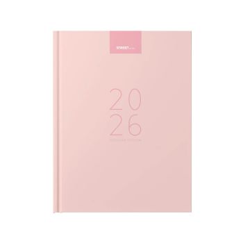 Poslovnik, tedenski z datumi, 20 x 26,9 cm, črte, 192 strani, 80g beli papir, roza, 2026