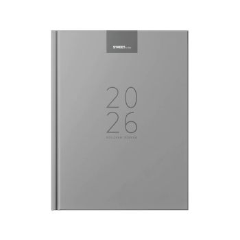 Poslovnik, tedenski z datumi, 20 x 26,9 cm, črte, 192 strani, 80g beli papir, siv, 2026