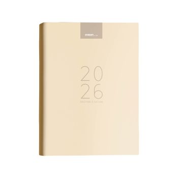 Dnevnik, z datumi, 17,2 x 24,3 cm, črte, 192 strani, 80g beli papir, bež, 2026