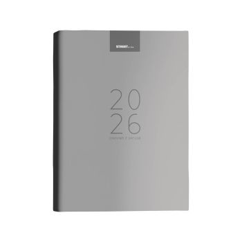 Dnevnik, z datumi, 17,2 x 24,3 cm, črte, 192 strani, 80g beli papir, siv, 2026