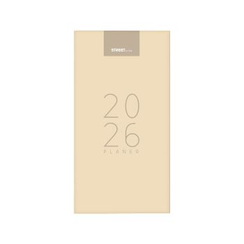 Planer, 8 x 16 cm, črte, 144 strani, 80g beli papir, bež, 2026
