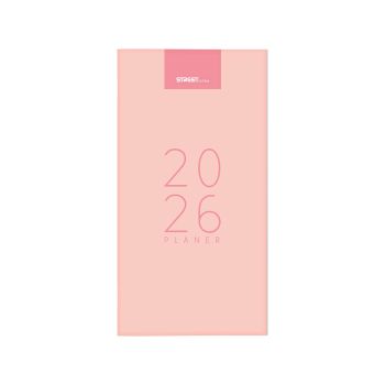 Planer, 8 x 16 cm, črte, 144 strani, 80g beli papir, roza, 2026