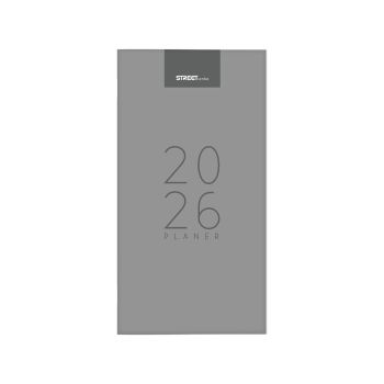 Planer, 8 x 16 cm, črte, 144 strani, 80g beli papir, siv, 2026
