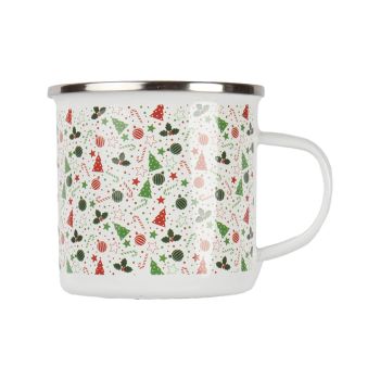 Skodelica retro, emajl, z božičnim motivom, 3,5 dl.