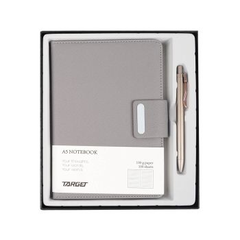 Darilni Set Zvezek A5 Z Zaponko In Svinčnikom Siva 29470