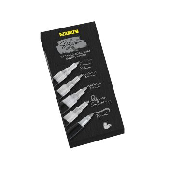 Flomastri Online, Silver Lettering, 5 kos, v kartonski embalaži