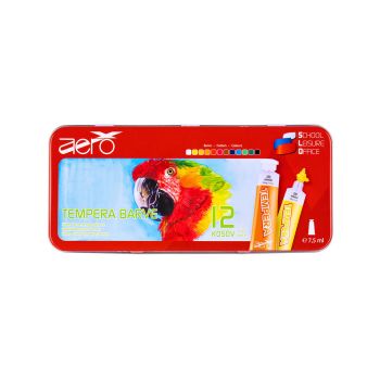 Tempera barve, Aero, 7,5 ml, 12 kom v kovinski škatli, motiv A