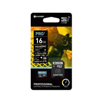 Spominska kartica, Platinet, microSD, 16 GB, adapter