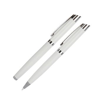 Pisalni set Wellington, vsebuje kemični svinčnik in rollerball, v darilnem pakiranju, bel.